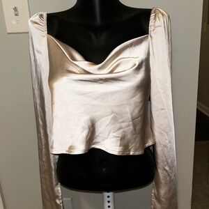 Princess Polly Cream Satin Blouse